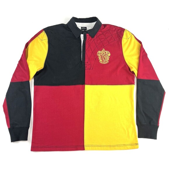 Wizarding World Harry Potter Sz L Universal Gryffindor Quidditch Rugby Polo - Picture 1 of 7